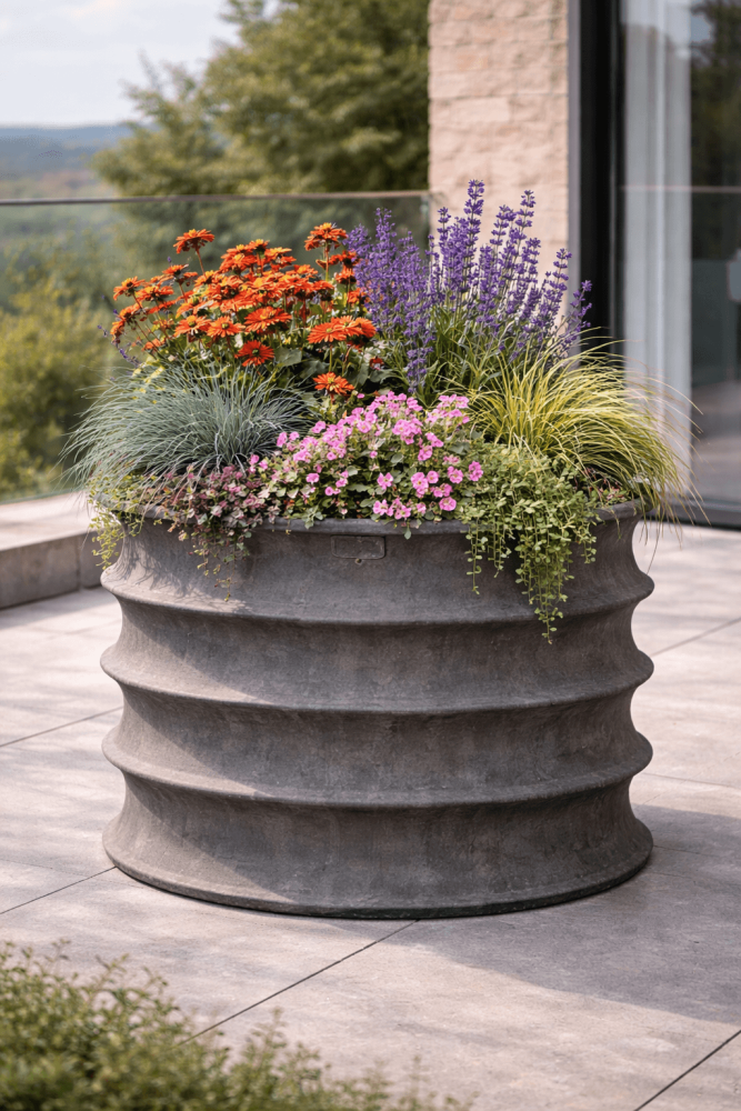 Cilindro Rigoni – pot cylindrique moderne en terre cuite d’Impruneta